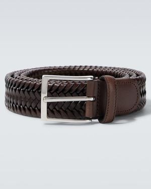 Rubinacci Woven Leather Belt - Black