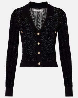 Alessandra Rich Cardigan Aus Pointelle-Strick - Schwarz
