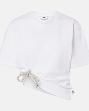 Area Embellished Cotton Jersey T-Shirt - White