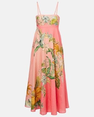 ALÉMAIS Anika Floral Linen Maxi Dress - Red