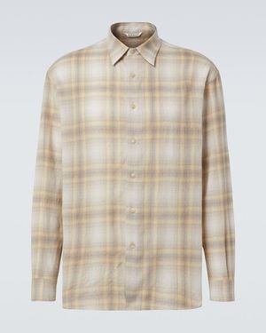 AURALEE Plaid Wool Shirt - Natural