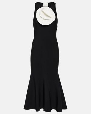 Roland Mouret Floral-Applique Midi Dress - Black