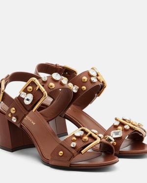 Dolce & Gabbana Keira Embellished Leather Sandals - Brown