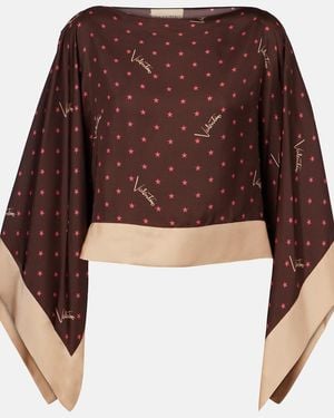 Valentino Printed Silk Twill Top - Brown