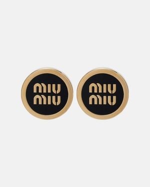 Miu Miu Logo Stud Earrings - Black