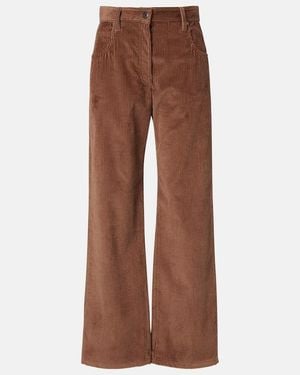 Brunello Cucinelli Cotton Corduroy Wide-Leg Trousers - Brown