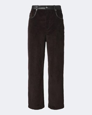 Bottega Veneta Leather-Trimmed Corduroy Straight Trousers - Black