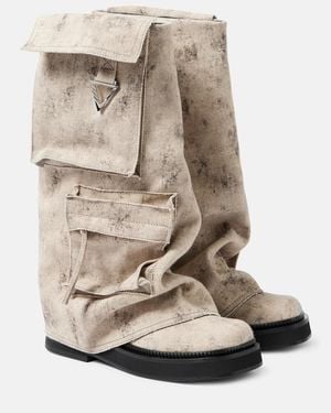 The Attico Robin Canvas Combat Boots - Natural