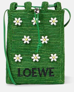 Loewe Paula's Ibiza Flowers Pouch With Strap - Green