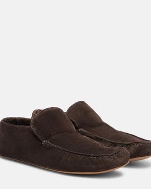 The Row Leo Shearling-Lined Suede Loafers - Brown