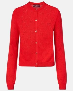 Gucci Cardigan Gg Aus Seide Und Baumwolle - Rot