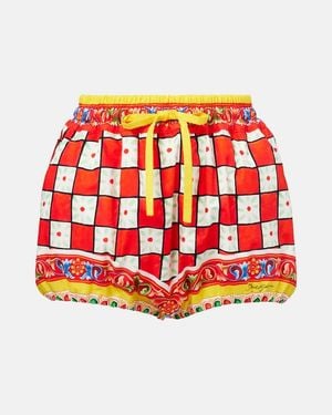 Dolce & Gabbana Printed Cotton Shorts - Red