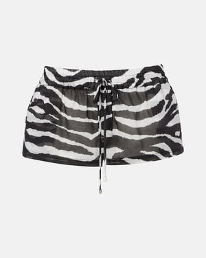 The Attico Zebra-Print Cotton Muslin Shorts - Black