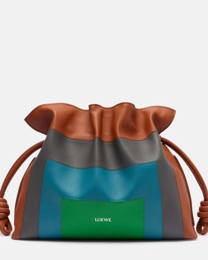 Loewe Flamenco Square Leather Clutch - Green