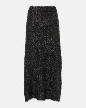 Jardin Des Orangers Lame Knitted Midi Skirt - Black