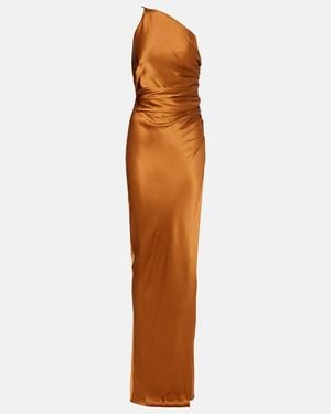The Sei Asymmetric Gathered Silk Gown - Brown