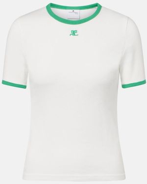 Courreges T-Shirt Aus Baumwoll-Jersey - Weiß