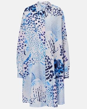 Dries Van Noten Printed Cotton Voile Shirt - Blue