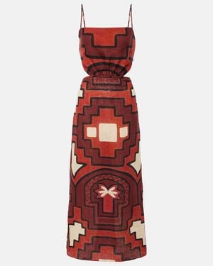 Johanna Ortiz Espejismo Selvático Linen Dress - Red