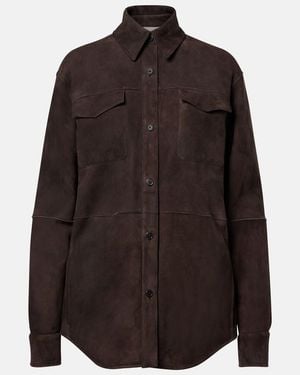 The Row Gwena Suede Overshirt - Brown