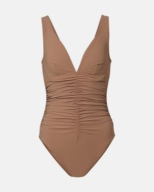 Karla Colletto Smart Ruched Swimsuit - Brown