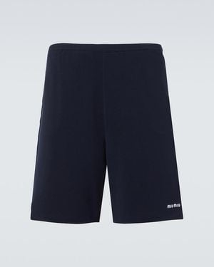 Miu Miu Jersey Cotton Bermuda Shorts - Blue