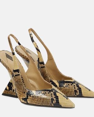 The Attico Cheope Snake-Effect Leather Slingback Pumps - Metallic