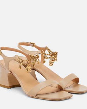 Chloé Charms Leather Sandals - Natural