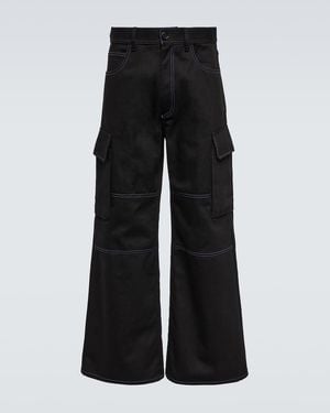 Marni Wide-Leg Cotton Gabardine Cargo Pants - Black