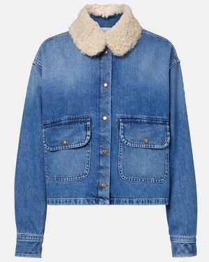 Moncler Camisa De Denim Con Teddy - Azul