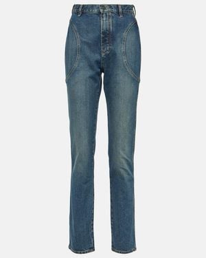 Alaïa Jeans Slim De Tiro Alto - Azul