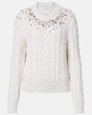 McQueen Jersey De Lana Y Cachemir Adornado - Blanco