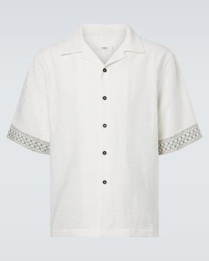 Commas Crochet-Trimmed Bowling Shirt - White