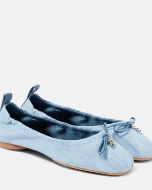 Hogan H684 Bow-Detail Denim Ballet Flats - Blue