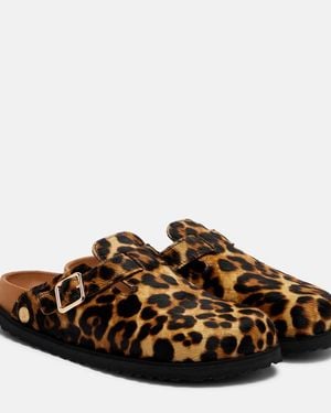 Birkenstock Bedruckte Slippers Boston Aus Kalbshaar - Braun