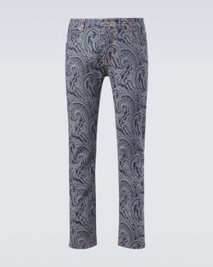 Etro Roma Paisley Slim Jeans - Blue