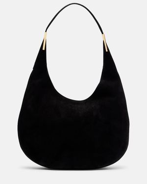 SAVETTE Schultertasche Florence Large Aus Veloursleder - Schwarz