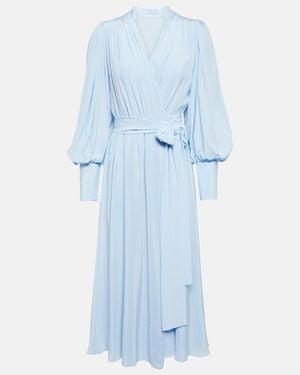 Costarellos Draped Silk Midi Dress - Blue