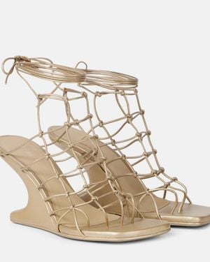 Rick Owens Web Cantilever Woven Leather Wedges - Metallic