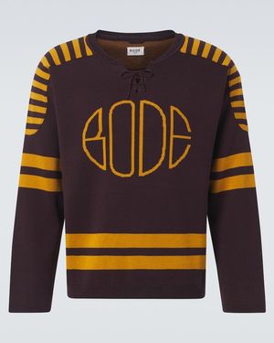Bode Pullover Rink Aus Baumwoll-Jacquard - Blau