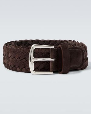 Loro Piana Alsavel Braided Suede Belt - Brown