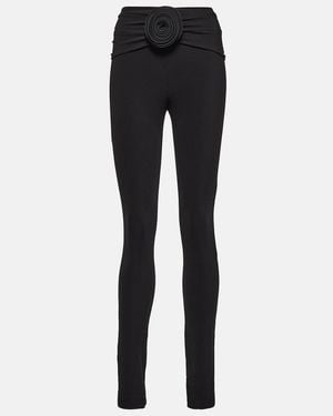 Magda Butrym Floral-Applique Jersey Slim Leggings - Black