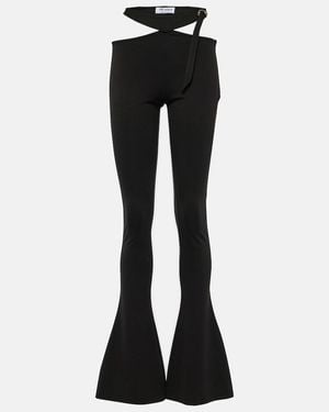 The Attico Cutout Jersey Flared Trousers - Black