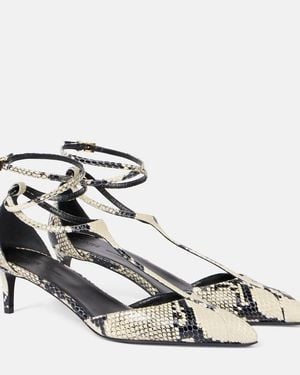 KHAITE Mia 45 Snake-Effect Leather Court Shoes - Metallic