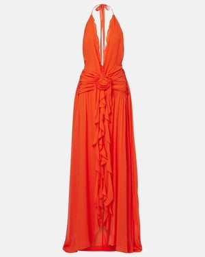 Blumarine Ruffled Georgette Gown - Red