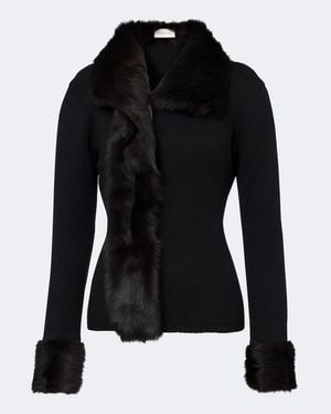 Magda Butrym Shearling-Trimmed Wool And Cashmere Cardigan - Black