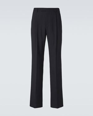 Valentino Virgin Wool Straight Trousers - Blue