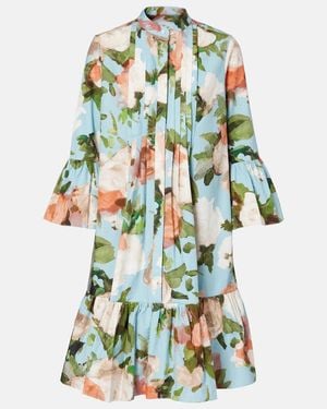 Erdem Floral Gathered Cotton Poplin Minidress - Green