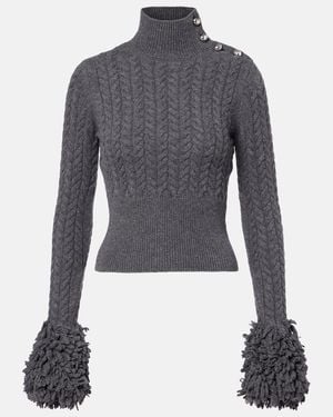 Patou Cable-Knit Wool And Cashmere Sweater - Blue