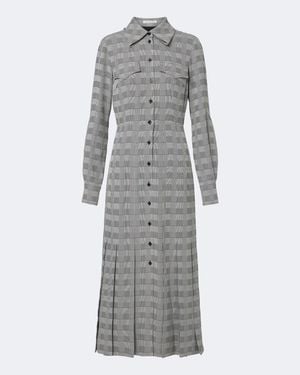 Emilia Wickstead Vestido Camisero Caliste A Cuadros - Gris